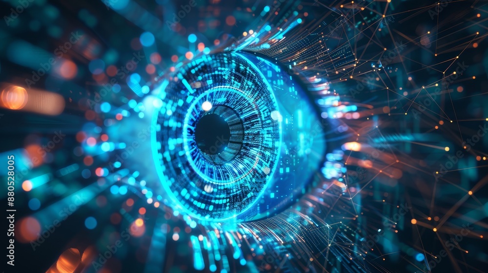 Aufkleber background of futuristic digital eye data networks and cyber security technologies