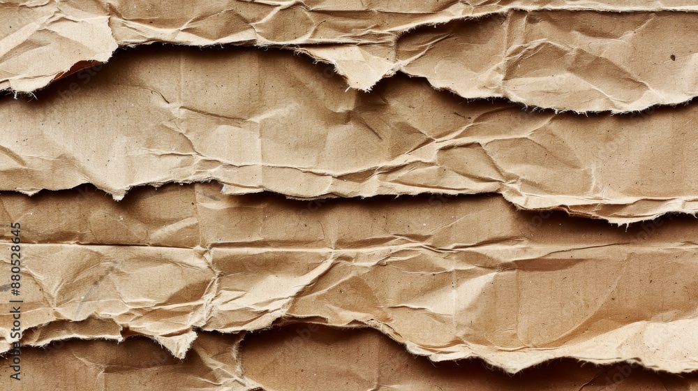 Poster The background is textured with old brown cardboard paper; the decorative material is an abstract recycled pattern.