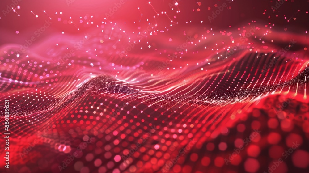 Aufkleber digital waves with abstract background, dynamic network system, artificial neural connections, techn