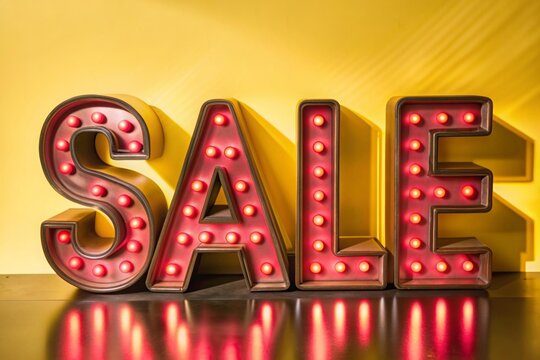 A sign that says Sale is lit up in bright red letters