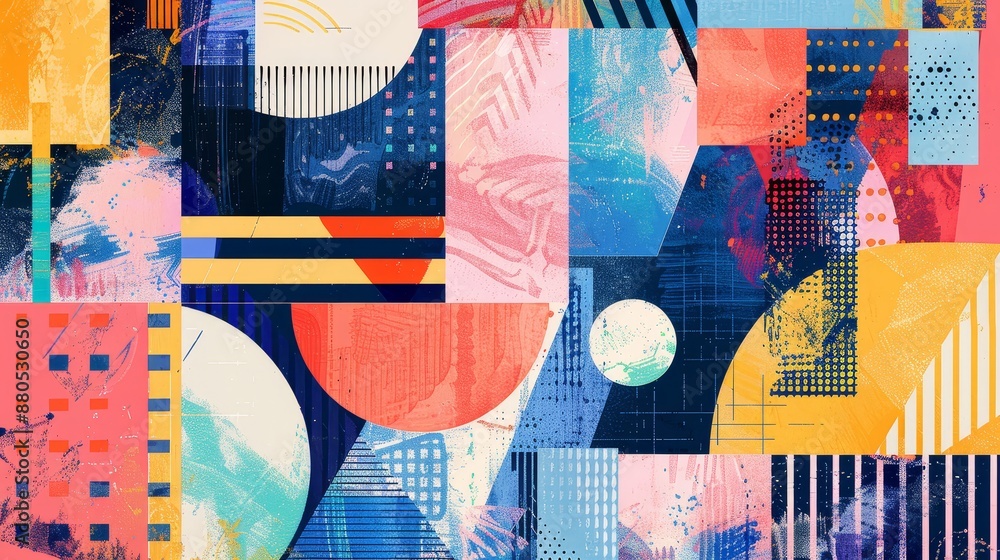 Poster abstract geometric pattern with vibrant colors - a digitally created abstract art piece showcasing a