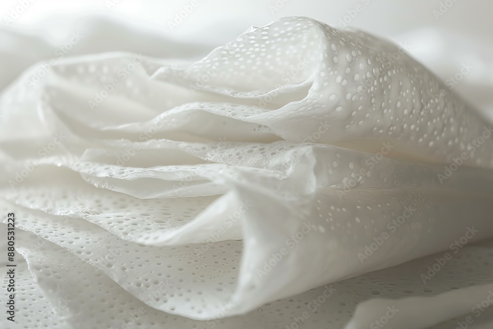 Poster stack of white paper napkins forming a textured background with copy space
