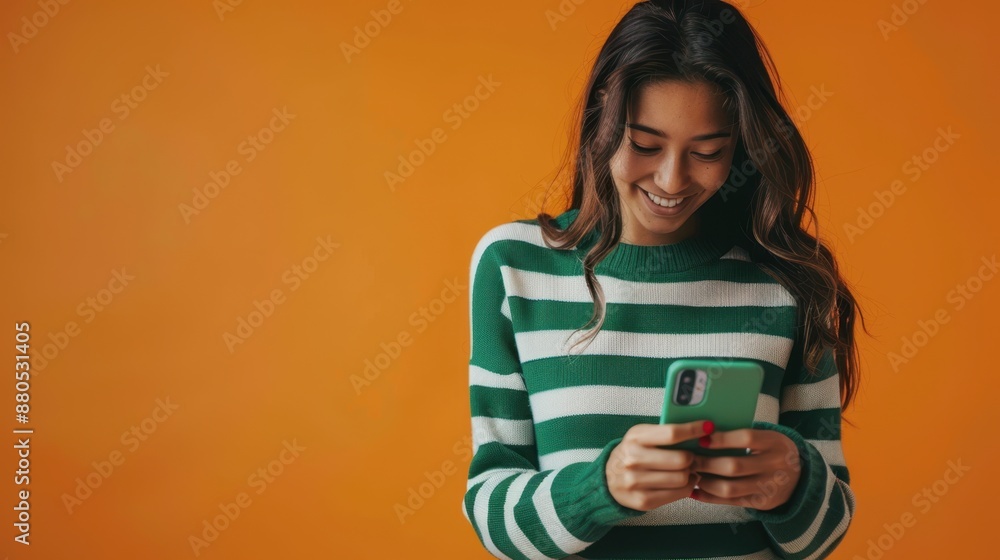 Wall mural The woman with smartphone