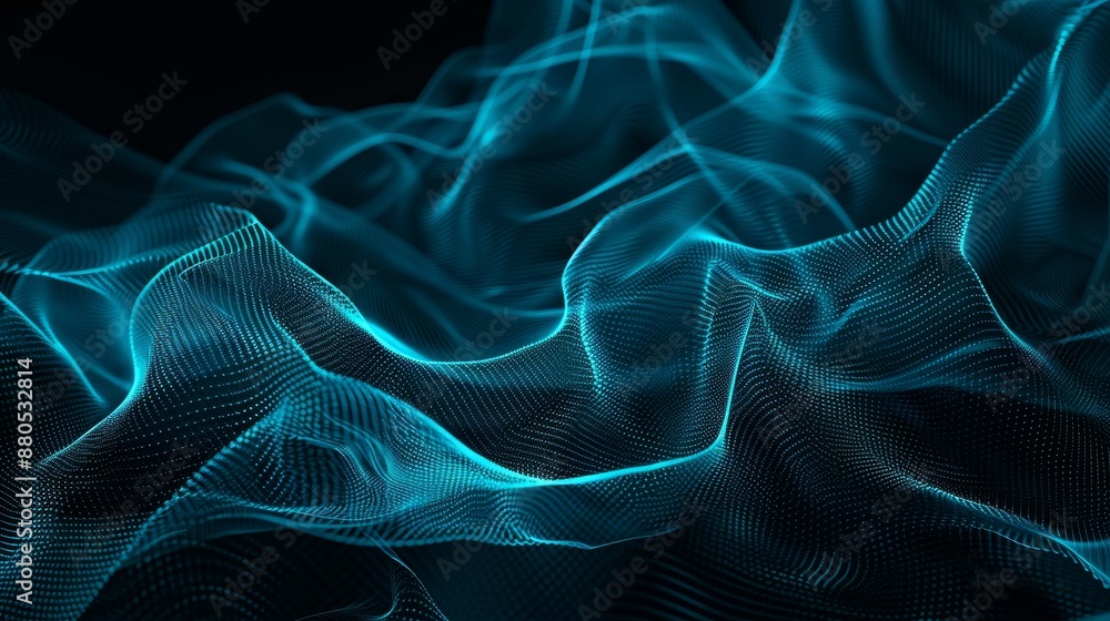 Aufkleber blue abstract texture on black background. dynamic blurs and curves pattern. detailed fractal graphi