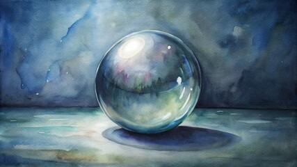 Shining glass sphere background with light reflections and a dark gradient backdrop
