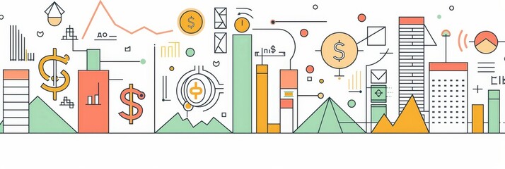 Financial Growth and Success - An illustration showing financial growth and success through charts, graphs, and icons related to business and finance. - An illustration showing financial growth and su