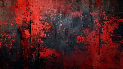 Distressed rough dark abstract textured background. Black isolated on red. Graphic design element.