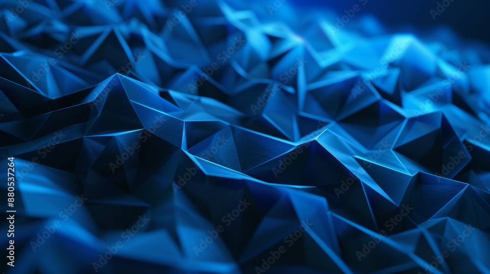 Poster an abstract futuristic style with polygonal shapes on a dark blue background. concept of digital tec