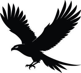 Fototapeta premium Hawk silhouette, Flying hawk bird, Hawk Bird Silhouette SVG, Eagle vector illustration 