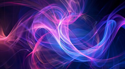 Motion abstract on black background with light magenta, colorful curves, digitally enhanced, rim light, light purple.