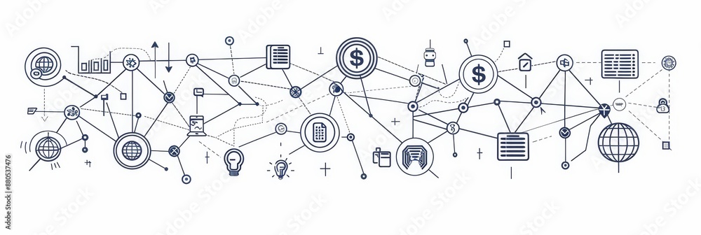 Poster global network of business and finance - an illustration depicting a global network of business and 