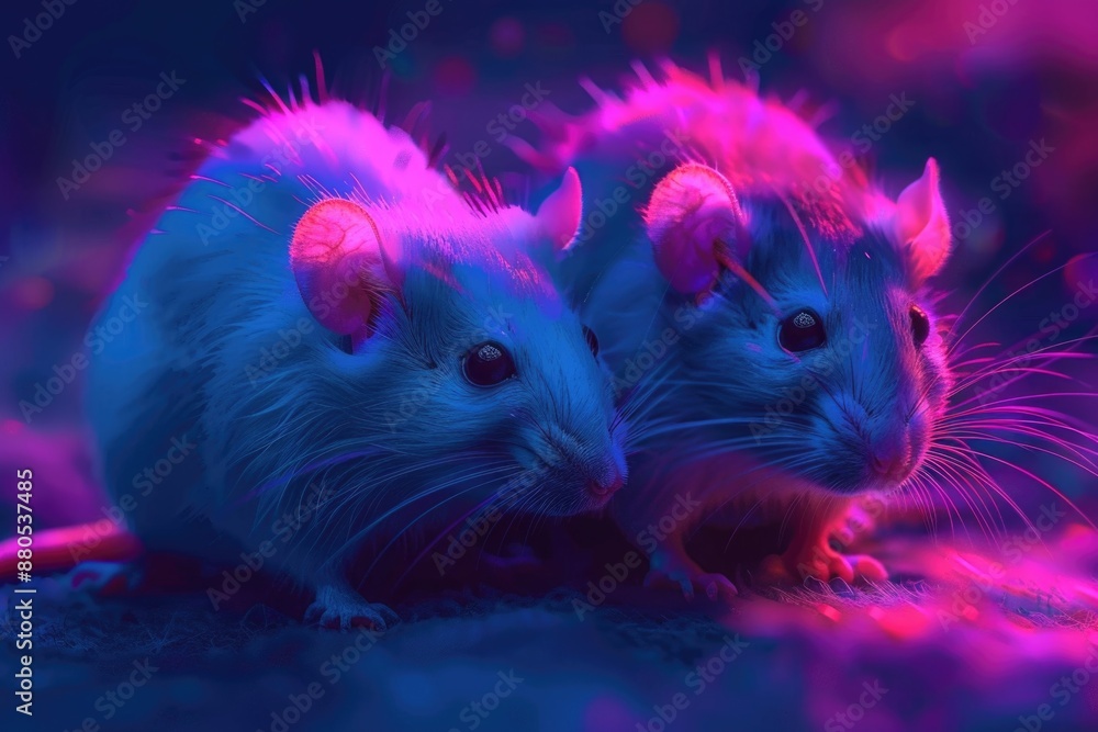 Poster a pair of mice sit side by side, seemingly enjoying each other's company