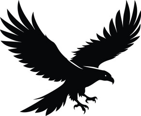 Hawk silhouette, Flying hawk bird, Hawk Bird Silhouette SVG, Eagle vector illustration
