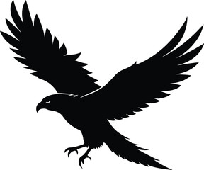 Hawk silhouette, Flying hawk bird, Hawk Bird Silhouette SVG, Eagle vector illustration
