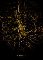 Cosenza City Map Poster Minimalist - Cosenza City Modern Wall Art Home Decor Ready to Printable	
