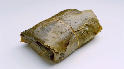 A close-up shot of a wrapped food item on a white surface, suitable for use in lifestyle and editorial contexts