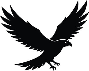 Hawk silhouette, Flying hawk bird, Hawk Bird Silhouette SVG, Eagle vector illustration

