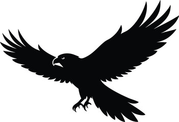 Fototapeta premium Hawk silhouette, Flying hawk bird, Hawk Bird Silhouette SVG, Eagle vector illustration 