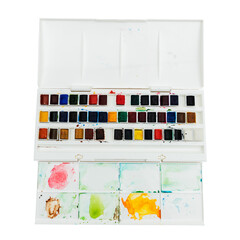 Various watercolors in a palette design element