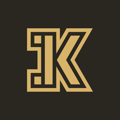 Polygon monoline alphabet logo template design