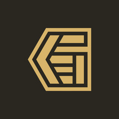 Polygon monoline alphabet logo template design