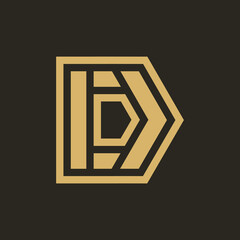 Polygon monoline alphabet logo template design