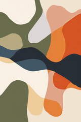 An abstract painting of some lines and shapes with neutral colors
