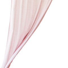 Pink drapery hanging from a curtain rod design element