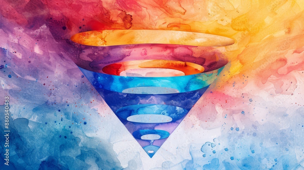 Poster abstract watercolor art with a funnel shape - a vibrant abstract watercolor painting featuring a col