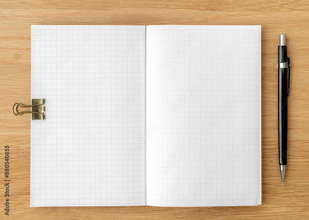 Poster blank notebook page with stationary design element