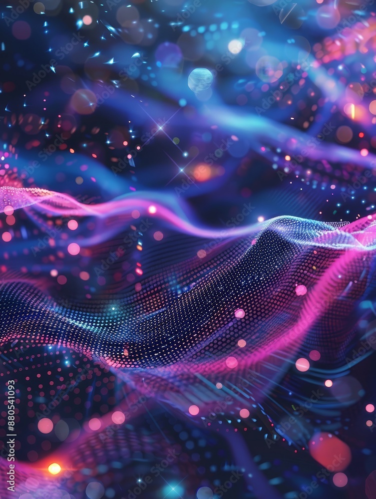 Poster abstract 3d of glowing, shimmering waves - an abstract 3d ing of glowing and shimmering waves with a