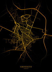Grosseto City Map Poster Minimalist - Grosseto City Modern Wall Art Home Decor Ready to Printable	
