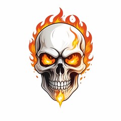 Fototapeta premium skull head in fire effect logo artwork