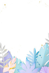 Png summer leaf border in flat lay style