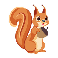 A flat style mascot of squirrel acorn 

