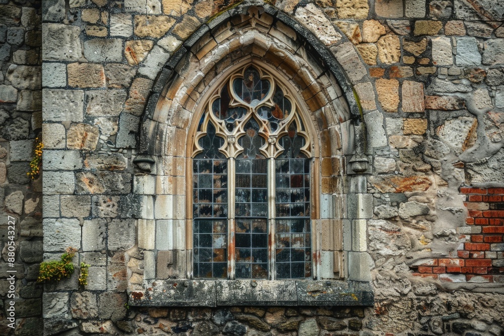 Poster a historic stone building with a prominent clock tower and window details