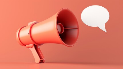 loudspeaker with speech bubble. Announcement concept. 3d vector illustration
