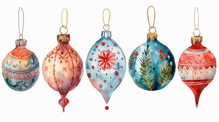 Christmas toys in watercolor style	
