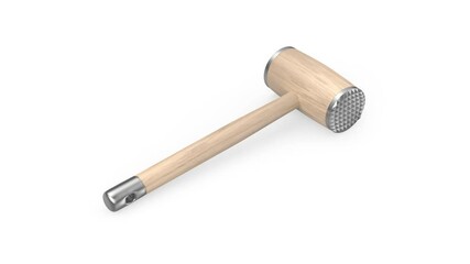 Wooden meat tenderizer on a white background
