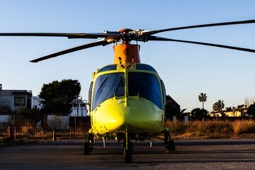 Medical rescue helicopter landed at the aerodrome.
