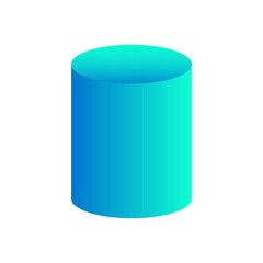 Vector cylinder with gradients and shadow for game, icon, package design, logo, mobile, ui, web, education. 3d cylinder on a white background. Pedestal template for your design. Geometric figures.