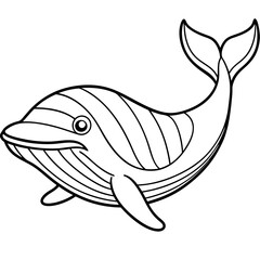whale line art vector illustrations