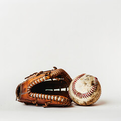 Fototapeta premium baseball in glove, with copy space