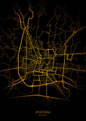 Pistoia City, Italy Map - Pistoia City Maps Gold Poster Wall Art Home Decor Ready to Printable	
