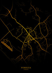 Pomezia City, Italy Map - Pomezia City Maps Gold Poster Wall Art Home Decor Ready to Printable	
