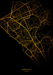 Portici City, Italy Map - Portici City Maps Gold Poster Wall Art Home Decor Ready to Printable   © kaedamaruyama
