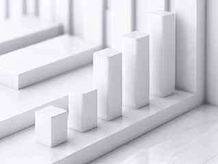 Abstract white bar graph rising in a clean, minimal design, symbolizing growth and success.