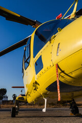 Obraz premium Medical rescue helicopter landed at the aerodrome.