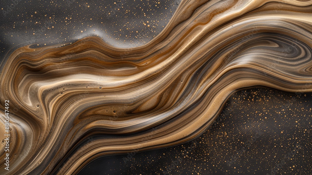Aufkleber abstract background with flowing golden and brown lines resembling marble texture, enhanced with hin
