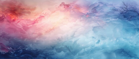 Abstract art with a gradient of pink, purple, and blue hues, creating a dreamy and ethereal background, evocative of a surreal landscape.